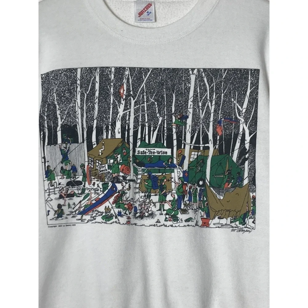 Vintage Jerzees Sweatshirt Girl Scouts Camping 1990 Gallery 444 Women's Size Med - Picture 13 of 13